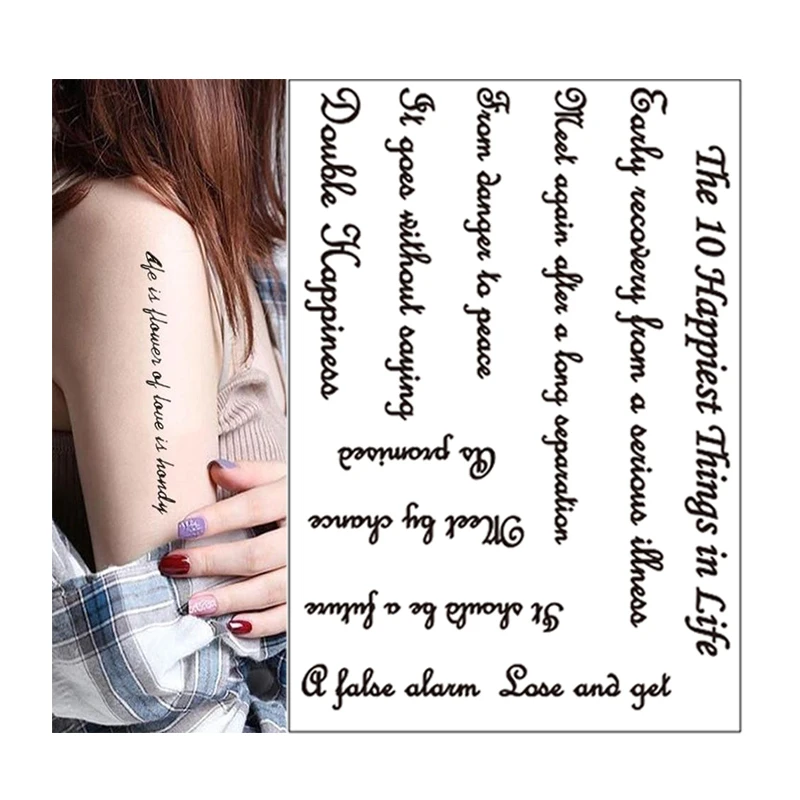 

Everjoy Realistic Temporary Tattoos - 20 Individual Line Pcs, Waterproof Inspirational Words for Adult, Women (Words), Metallic gold, silver, black, blue or cmyk