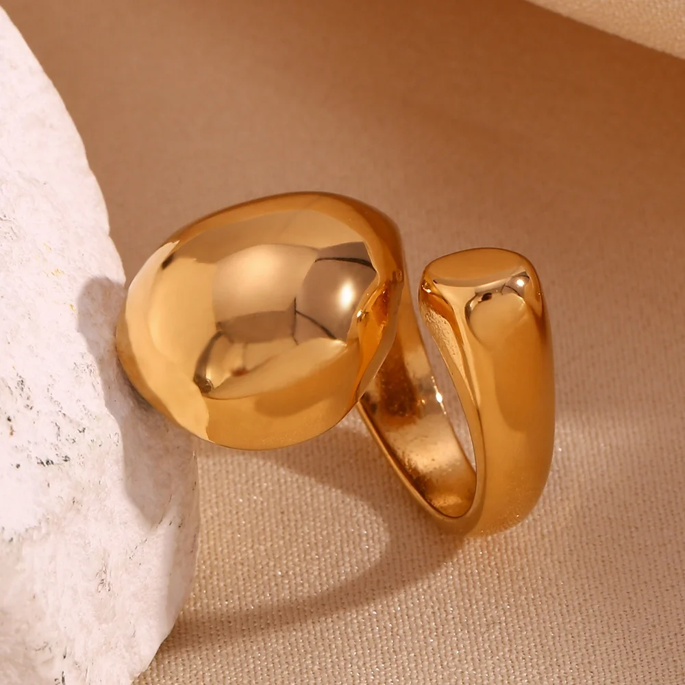 

Asymmetrical Water Drop Chunky Fashion Jewelry Rings Gold Plated Stainless Steel Jewelry Custom