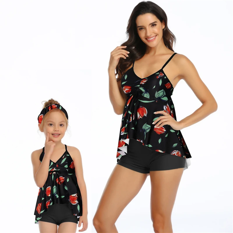 
2020 latest conservative style Cover belly fashion Parent-child suit swimwear 