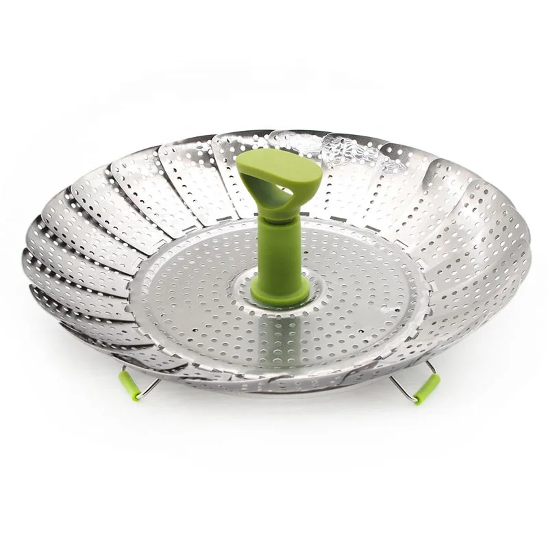 

Kitchen Utensil Household Retractable Folding Stainless Steel Vegetable Food Steamer Basket, As photo