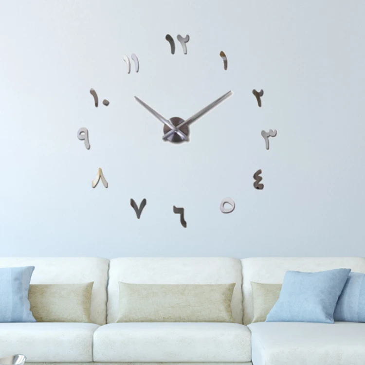 

wholesale modern Yiwu quartz acrylic DIY 3D wall sticker clock for home decor, Gold,silver,black coffee