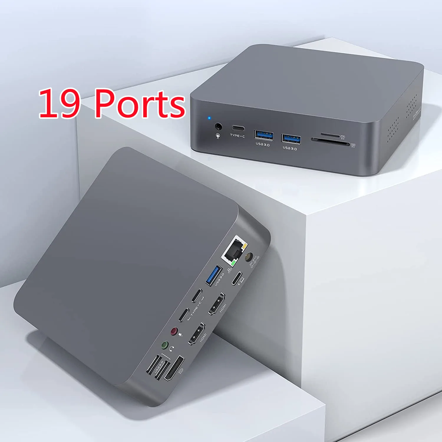 

Rocketek Factory Price 19 Ports USB 3.1 Multi Ports Docking Station Dual 4K HDMI DP Type C Dock USB C Hub With PD Power Delivery