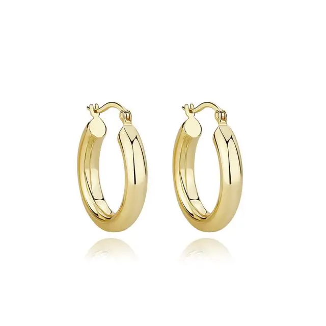 

Gold Plated Chunky Tube Hoop Earrings Gold Plated Lightweight Hoops Earring for Women