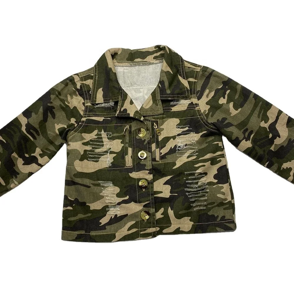 

New arrive autumn casual cotton baby boys and girls camo long sleeve button jackets
