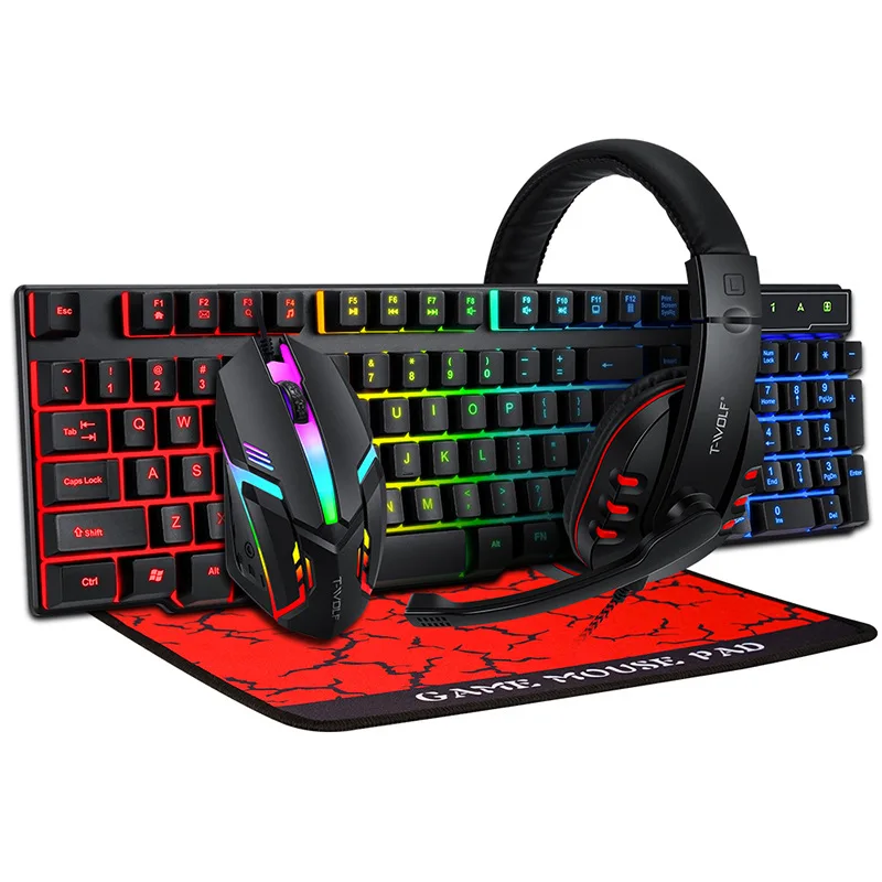 

High Quality TF800 Wired RGB LED 104Keys PC Laptop Computer Gaming Keyboard Mouse Combo Gamer Teclado Mouse Set, Black