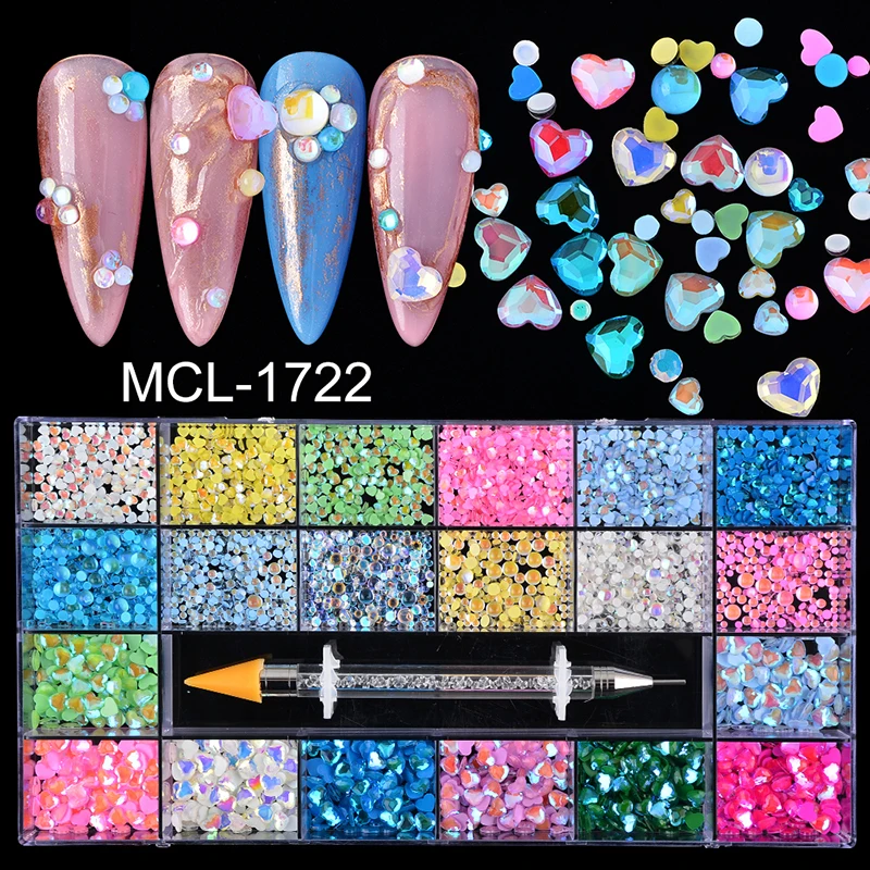 

Finger False Nails Opal Crystal Rhinestone Box Set For Nail Art Charm