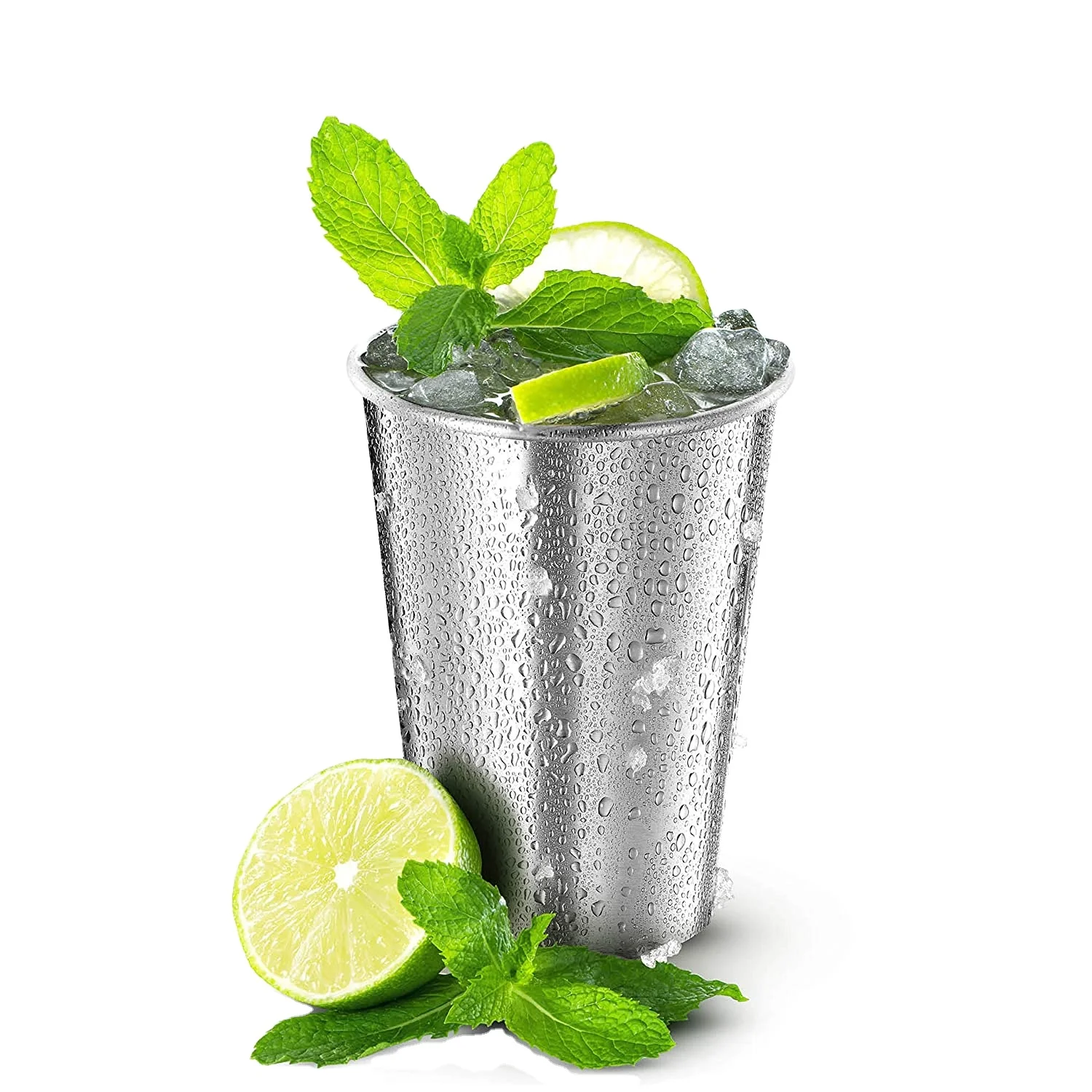 

Double Wall Tumbler Metal Drinking Glasses 16oz Drinking Beer Stainless Steel Cups, Silver