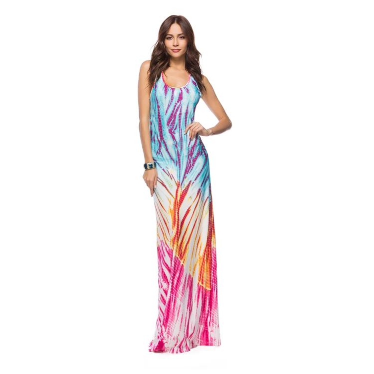 

Milk Silk Women Sublimation Print Long Beach Dress, Picture