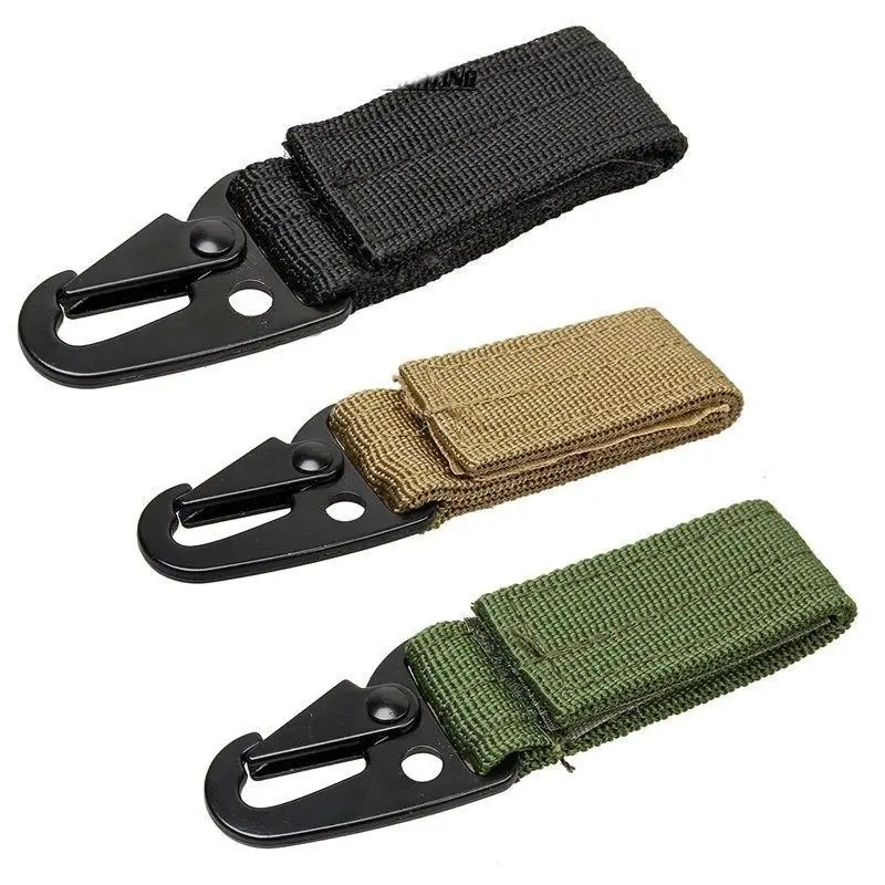 

Nylon Camping Tactical Carabiner Backpack Hook Military Keychain Clasp Webbing Buckle, Black,tan, army green