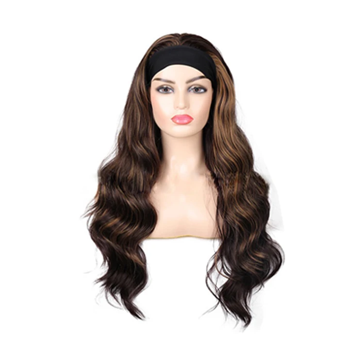 

Hot Sale Synthetic Headband Wigs Long Natural Wavy Deep Ripple Ice Silk Ribbon Wig, Pic showed