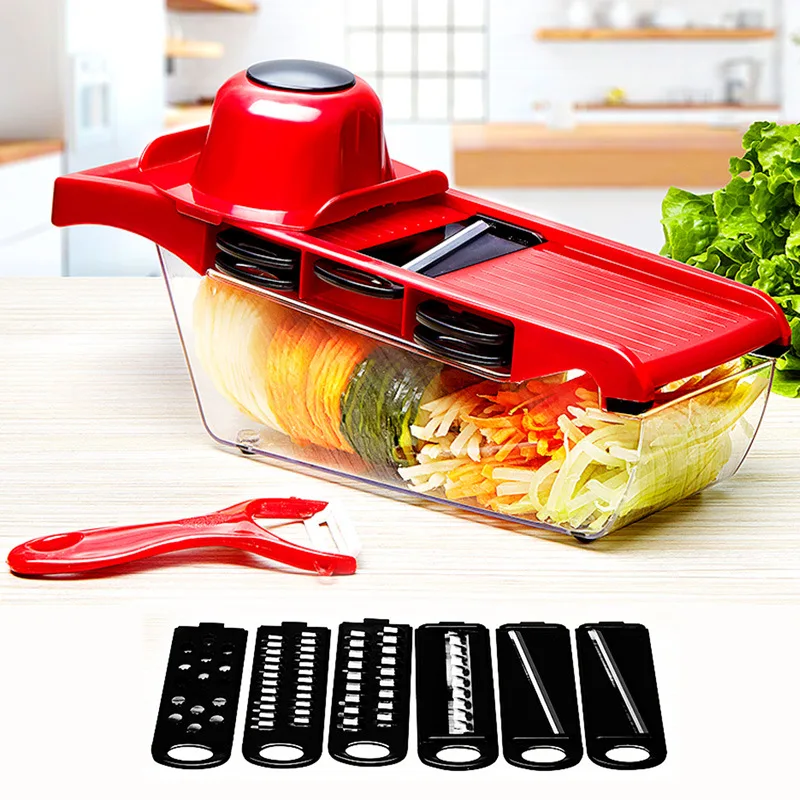 

C692 Popular Kitchen Multifunctional Shredder Hand Protector Slicer Colorful Vegetable Chopper Cutter Potato Cube Chopper