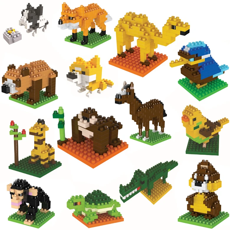 

Wholesale Supplier Kids Educational Diy Plastic Jigsaw Toys Animal Little Brick Small Building Block Set