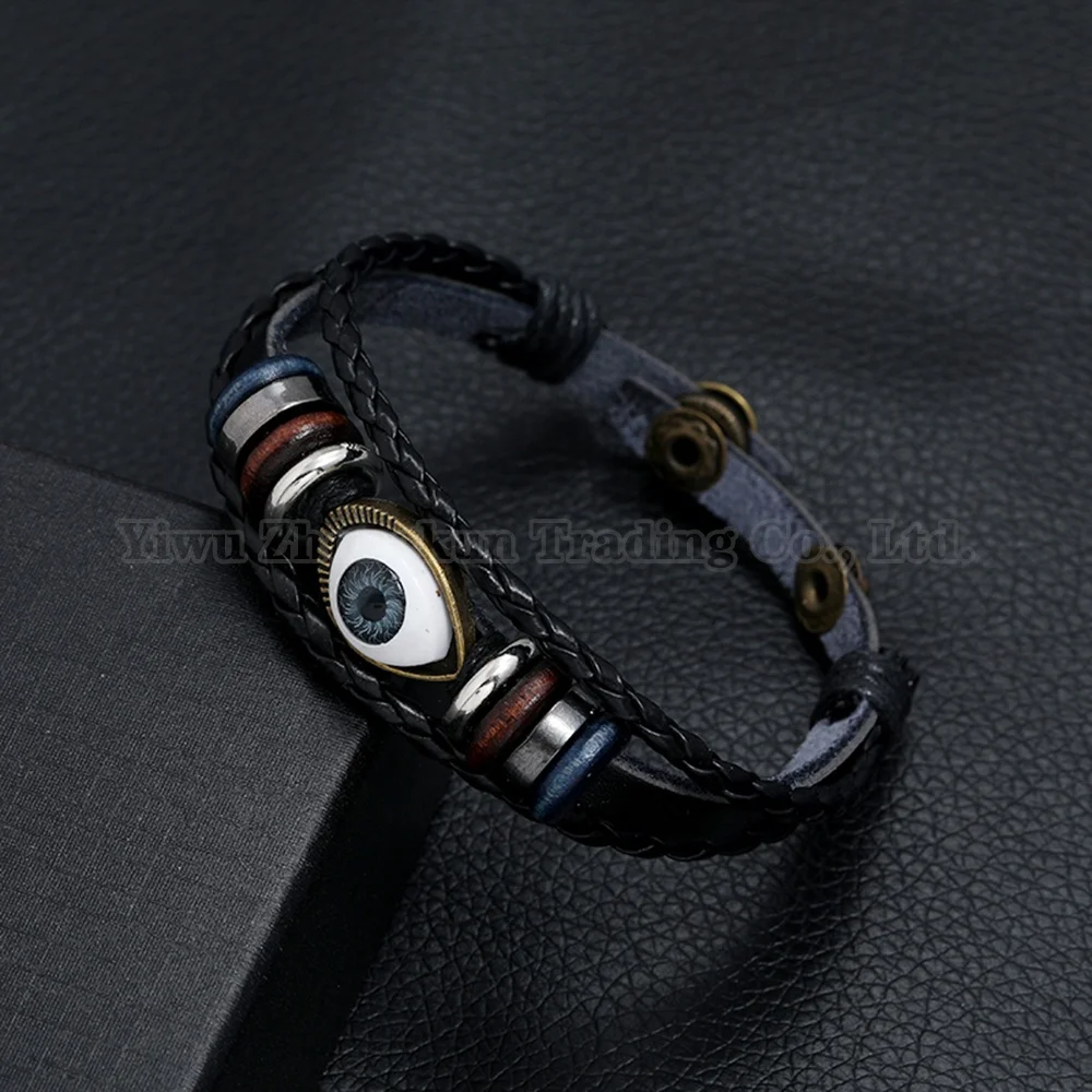

Hot Selling Wholesale Evil Eye Jewelry Hip Hop Singer Accessories Blue Evil Eye Bracelet, Black