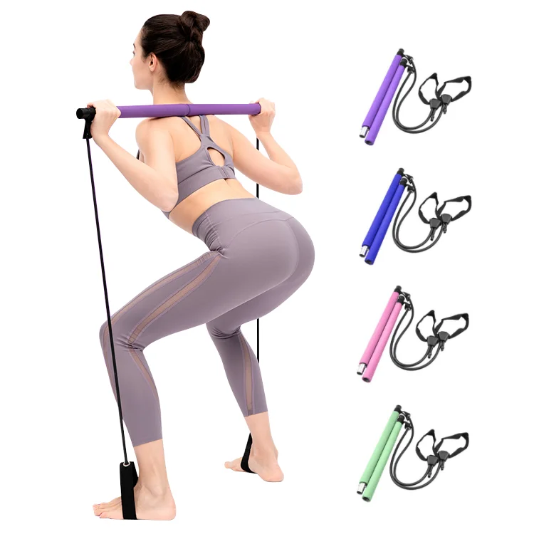 

Wholesale Fitness Tool Stick Yoga Exercise Portable Pilates Bar Kit with Resistance Band