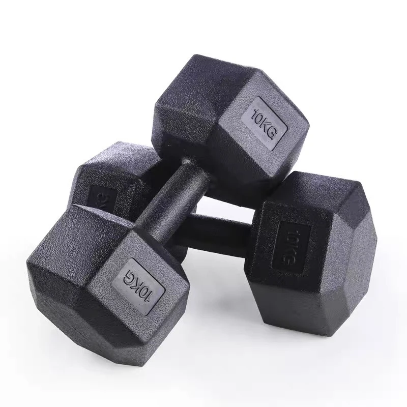 

Training Universal Rubber Round Exercise Home Gym Hex Dumbbell Set, Black