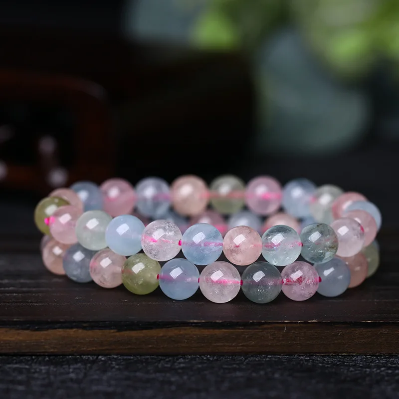

Gemstone A Grade Morganite Mixed Color Stone Bracelet 8mm