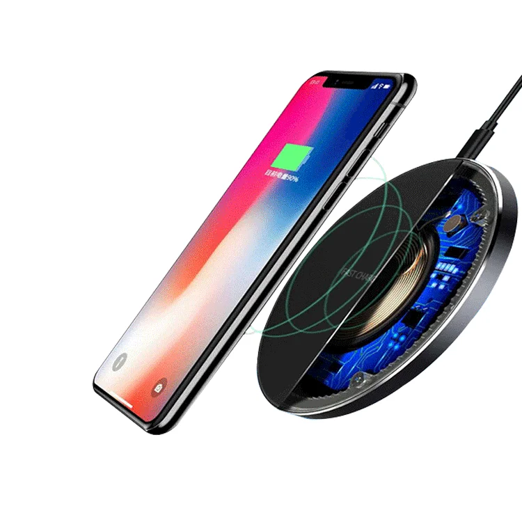 

2021 trend new product ultra-thin aluminum + ABS 10W Qi wireless charger universal fast wireless charging mat for iPhone/Samsung, Black