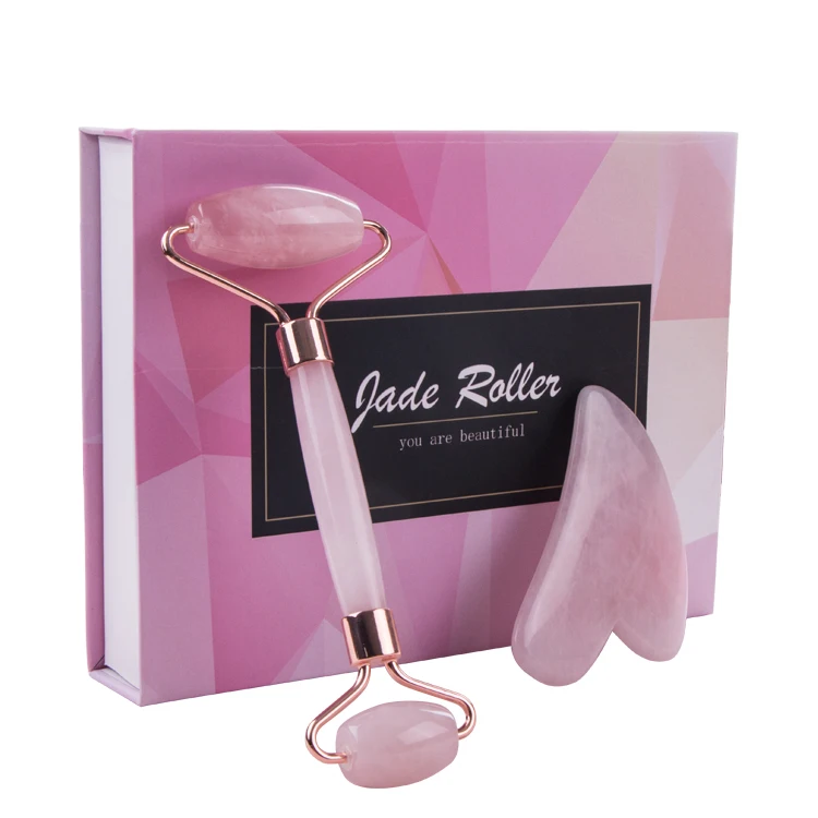 

100% Natural Handmade Rose Quartz Stone Massager Rose Quartz Jade Roller for Face