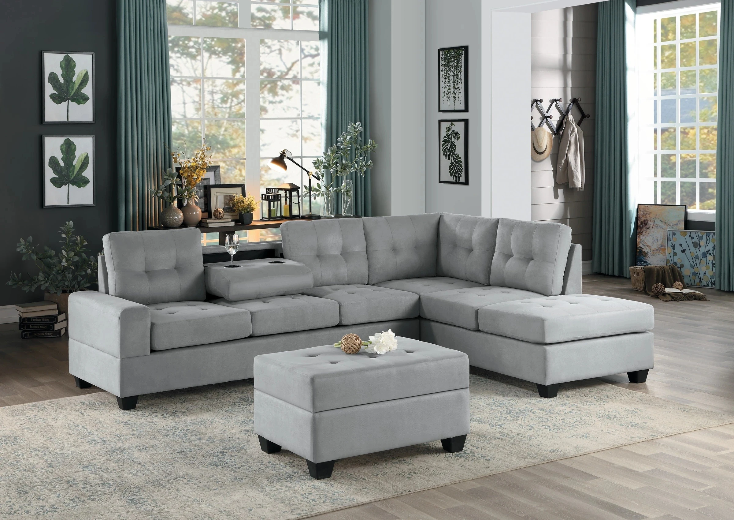 Modern design L shape White bonded leather sofa for living room