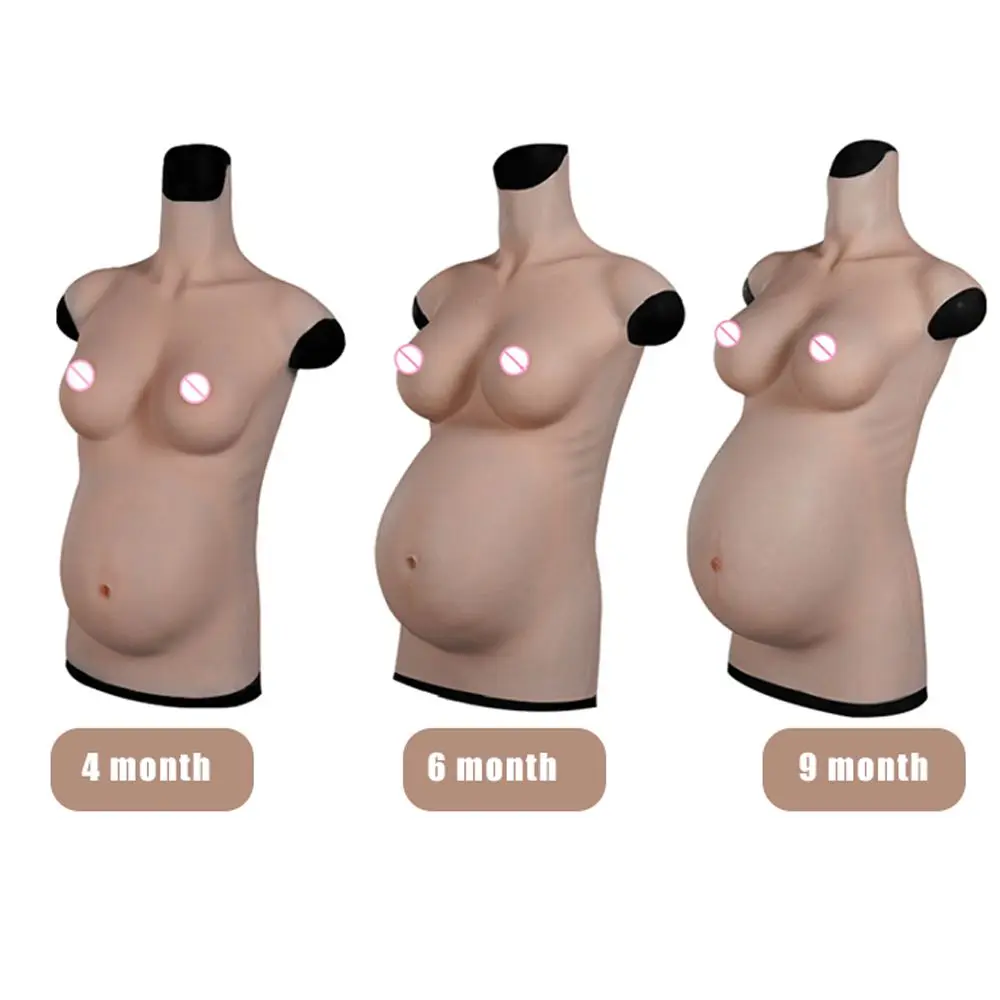 

URCHOICE Realistic Artificial Chest Fake Boobs 4/6/9 months Silicone pregnant belly with Breast Forms for Cosplay Crossdresser
