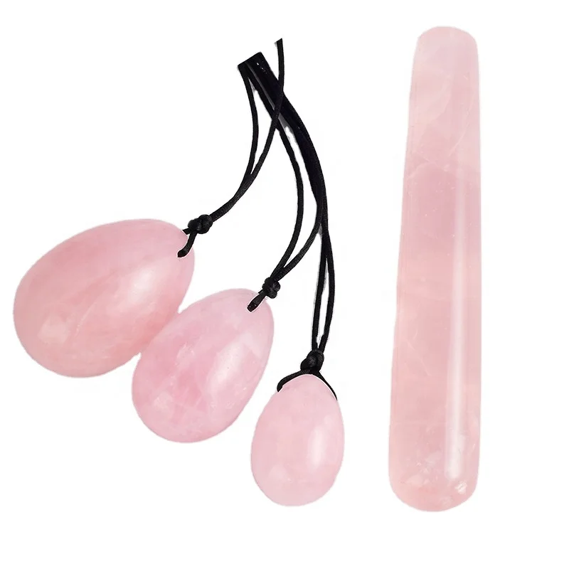 

Natural Rose Quartz Pink Yoni Egg 4 in 1 Jade Eggs set Massager Small Medium Large Undrilled