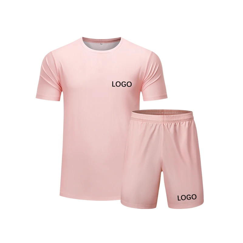 

Custom Design Sublimation Tracksuit Summer 2 Two Piece Tshirts and Short Set Men, Pink