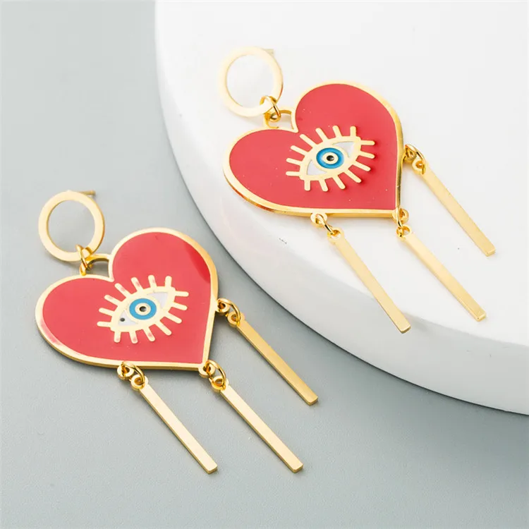 

Za earrings women exquisite heart-shaped long earrings stainless steel dripping fashion tassel earrings, Picture shows