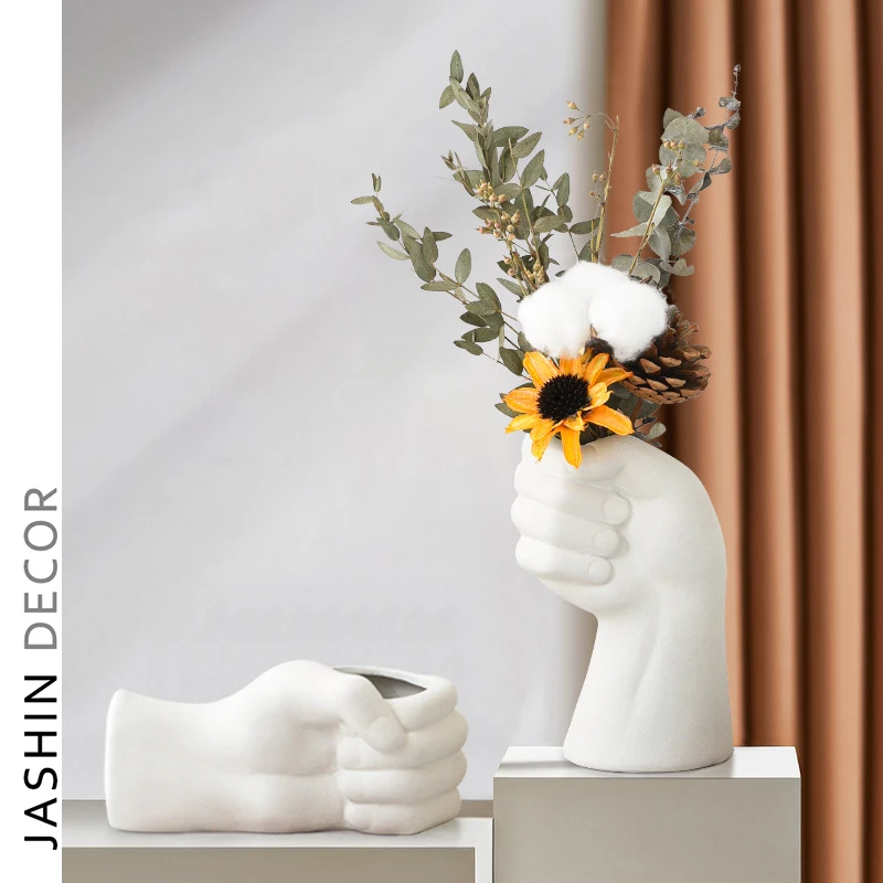 

ceramics vase Nordic style Golden Hand Vase Flowers Modern Home Office Decor