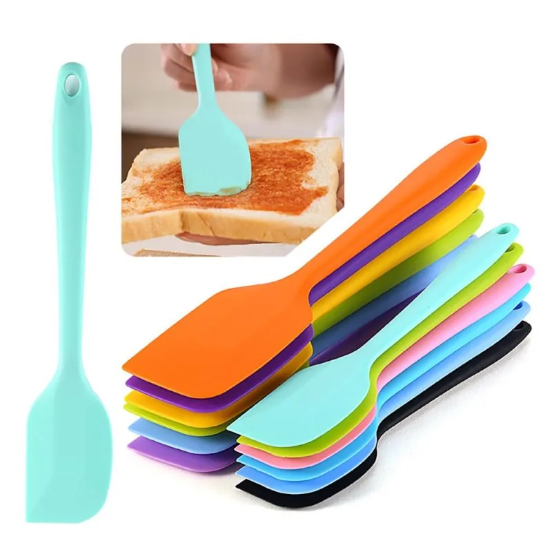 

Hot Universal Heat Resistant Integrate Handle Silicone Spoon Scraper Spatula Ice Cream Cake Kitchen Tool Utensil, Multi-colors