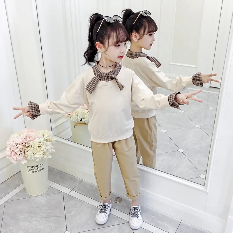 

Children's fashion solid color sweater suit