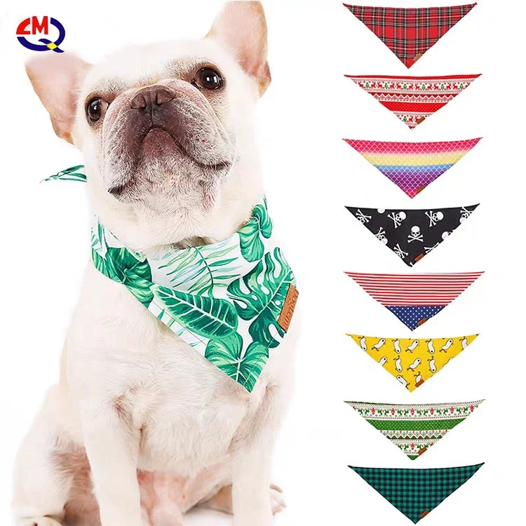 

Colorful Pattern Cotton Pet Dog Triangle Bandana Dog Christmas Pet Dog Bow Tie Collar Head Scarfs, Picture