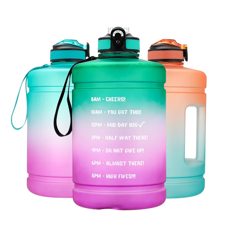 

In stock 2021 New Arrival Large 1 Gallon 128oz BPA Water Bottle Motivational Water Bottle with Time Marker & Straw, Leakproof, Customized color