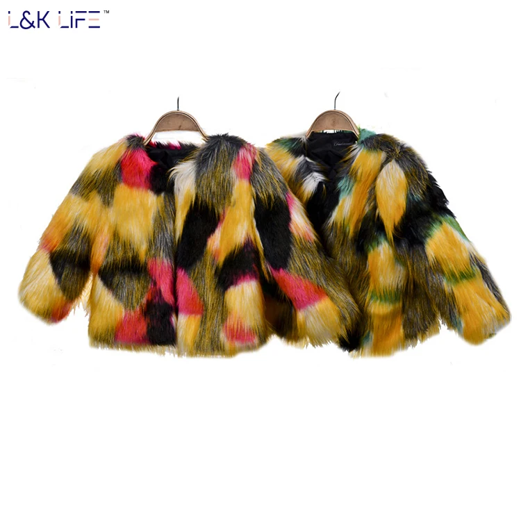 

2020 autumn and winter new style European and American popular girls' personality coat jacket Faux fur kids jacket