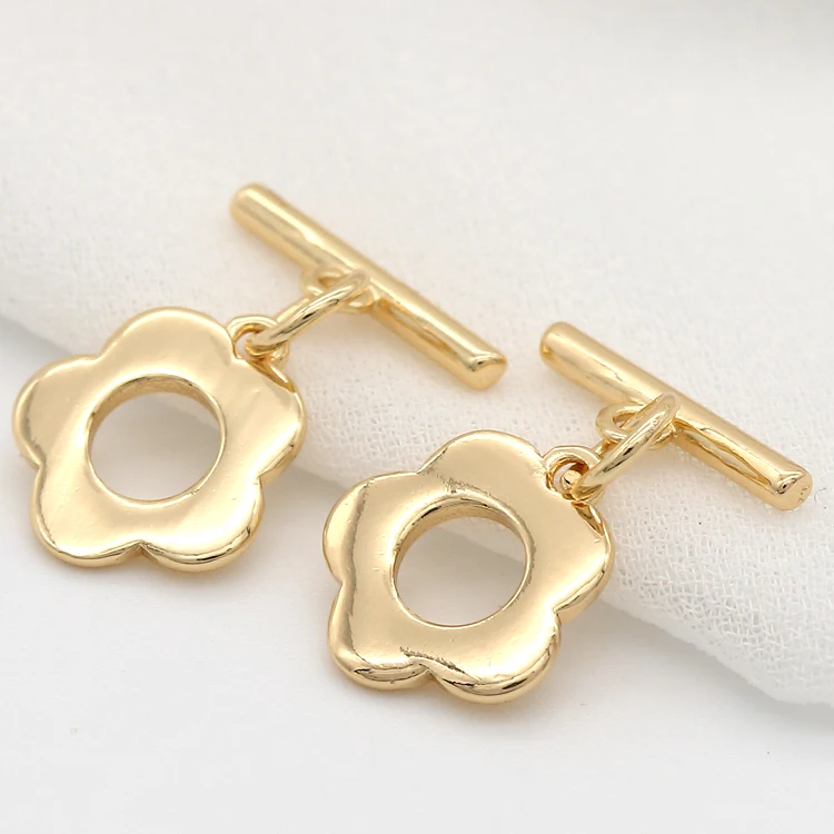 

Unique Design Necklace Making Supplies 14K Gold Plated Flower Shape OT Toggle Clasp for Bracelet Making Accessories