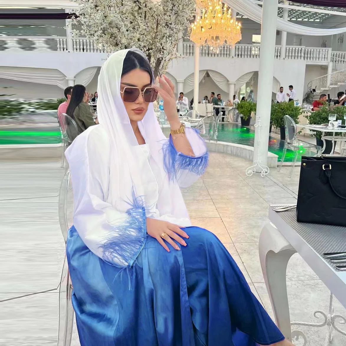 

MQ060 Satin Solid Muslim Dresses Dubai Kaftans Abaya Women Arab Islamic Clothing open abaya