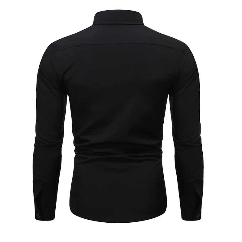 RTS Wholesale Patchwork Social Slim Fit Men's Fashion Dress Long Sleeve Shirts For Men