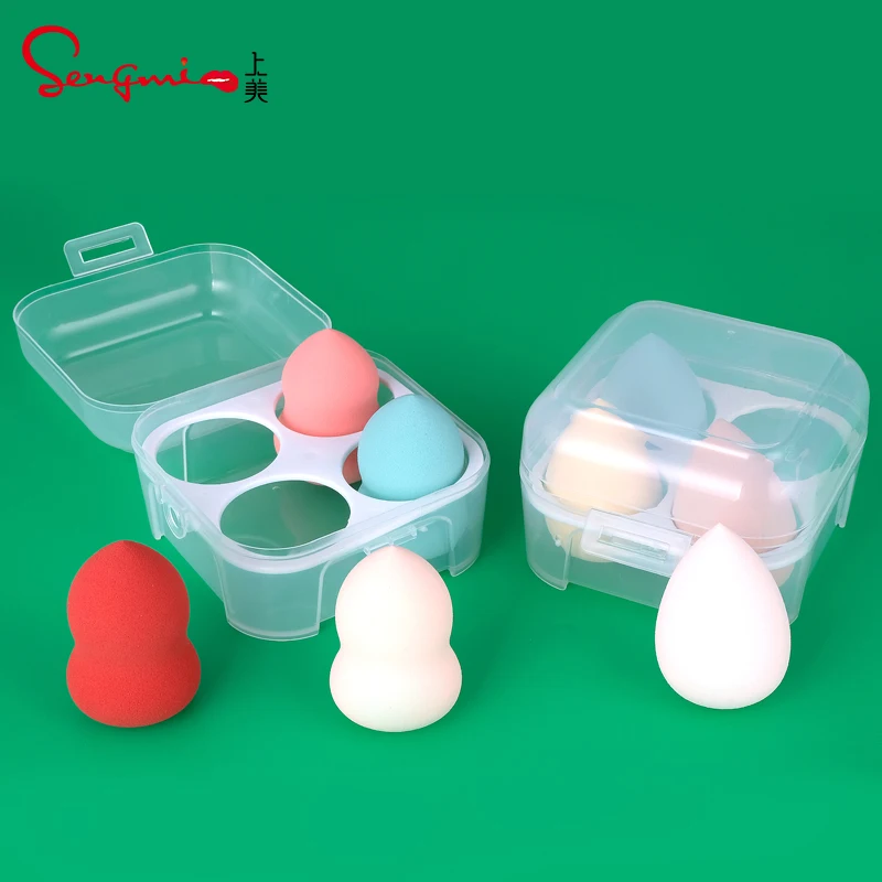 

Multi Color Flat End Big Beauty Sponge Blender Packaging Makeup Puff with Case Unique