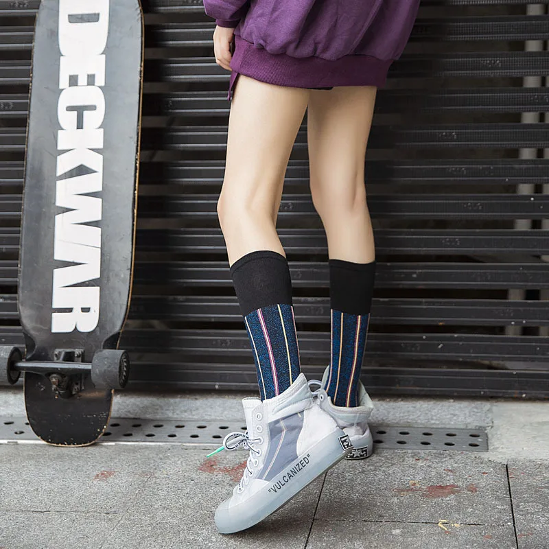 

Street skate fancy fashion cool stripe yarn knee socks women, Pantone color