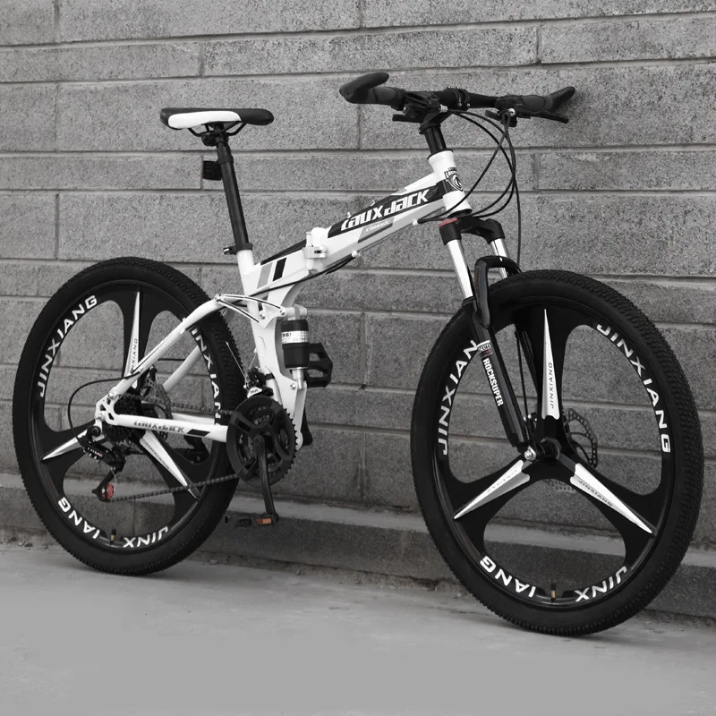

26-inch 27-speed folding bicycle male and female bicycle adult mountain and cross-country all-in-one wheel bicycle, Black red,army green,orange,white black,,white blue,black white