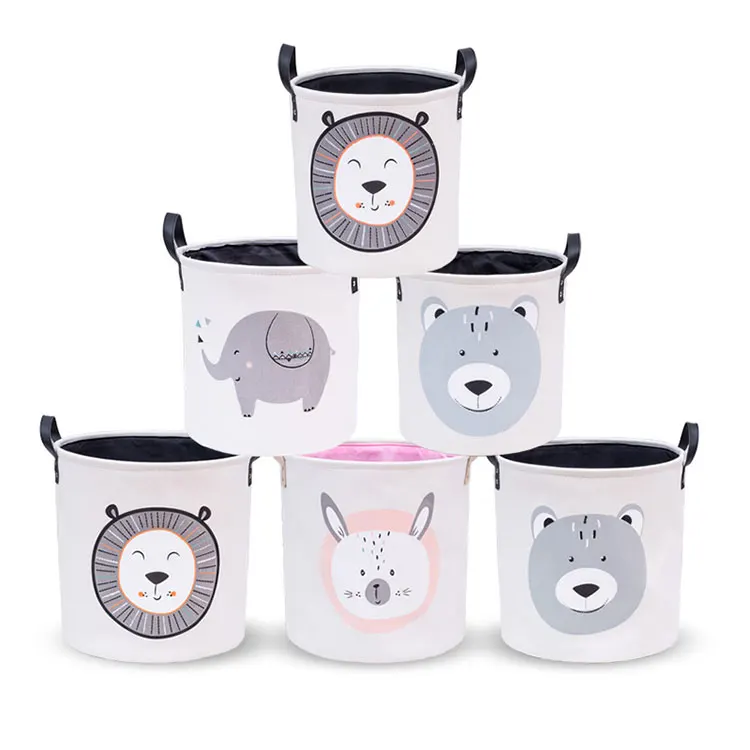

wholesale handmade fabric canvas kids animal printed laundry hamper clothes basket, Customized