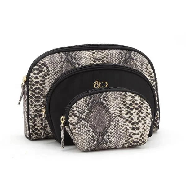 

3 Pieces Snakeskin pattern Water Resistant Toiletry Portable Travel Organizer, Customized color