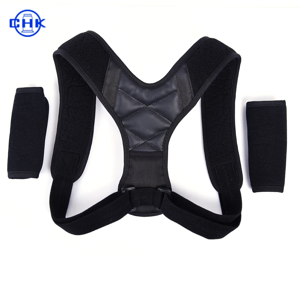 

Premium OEM PU leather Back Breathable Upper Back Support Posture Corrector brace with custom brand