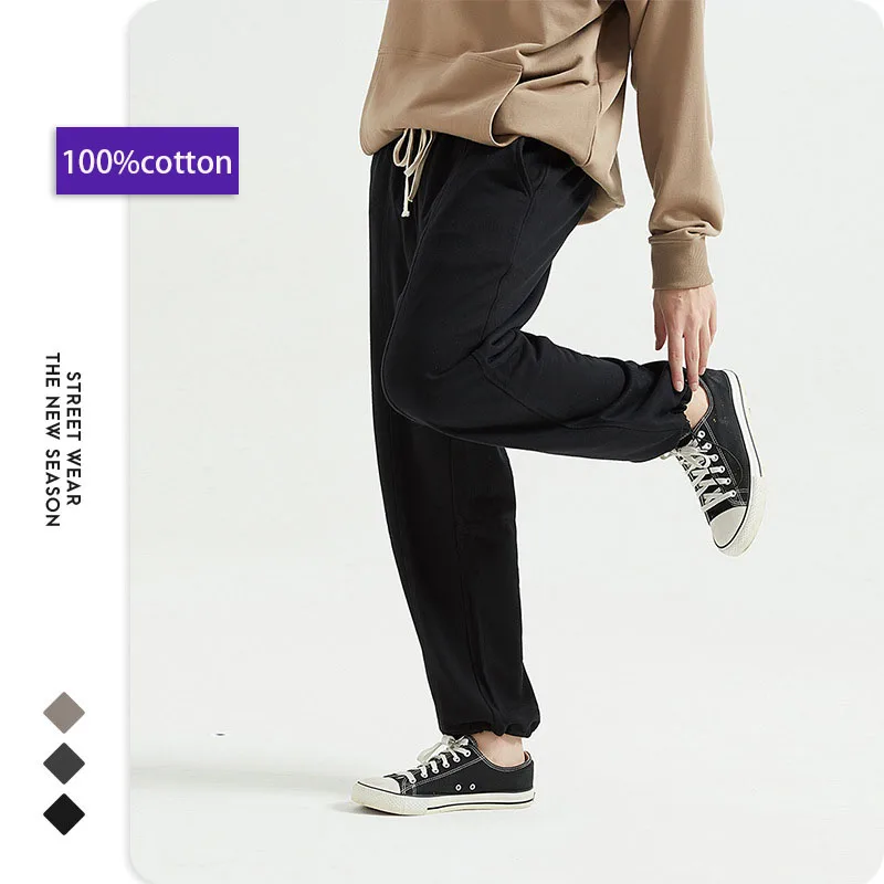 

Boy sports fitness running hip hop fashion cotton 100% pants men leisure street rope Trousers