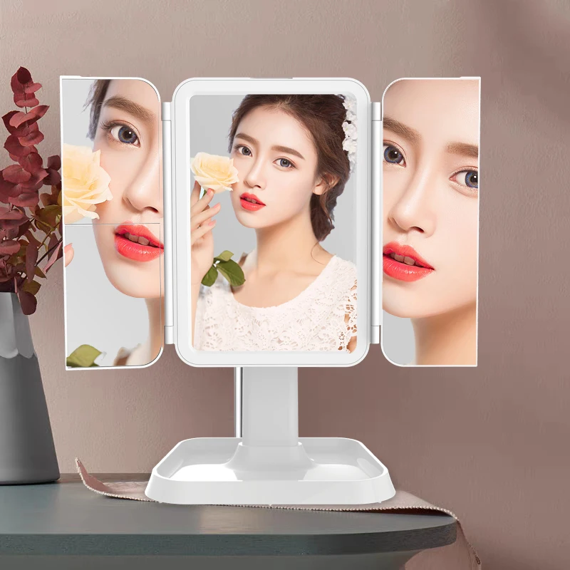 

2021 latest styles Factory professional mirrors 3 color lighting modes LED makeup mirror with led lights