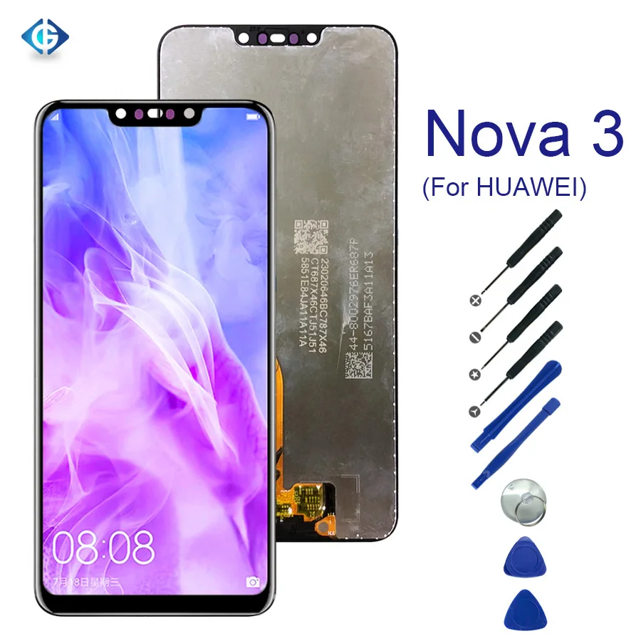 

Display for Mobile Phone Screen with Touch Panel Digitizer for Huawei Nova 3 LCD, Black screen for huawei nova 3