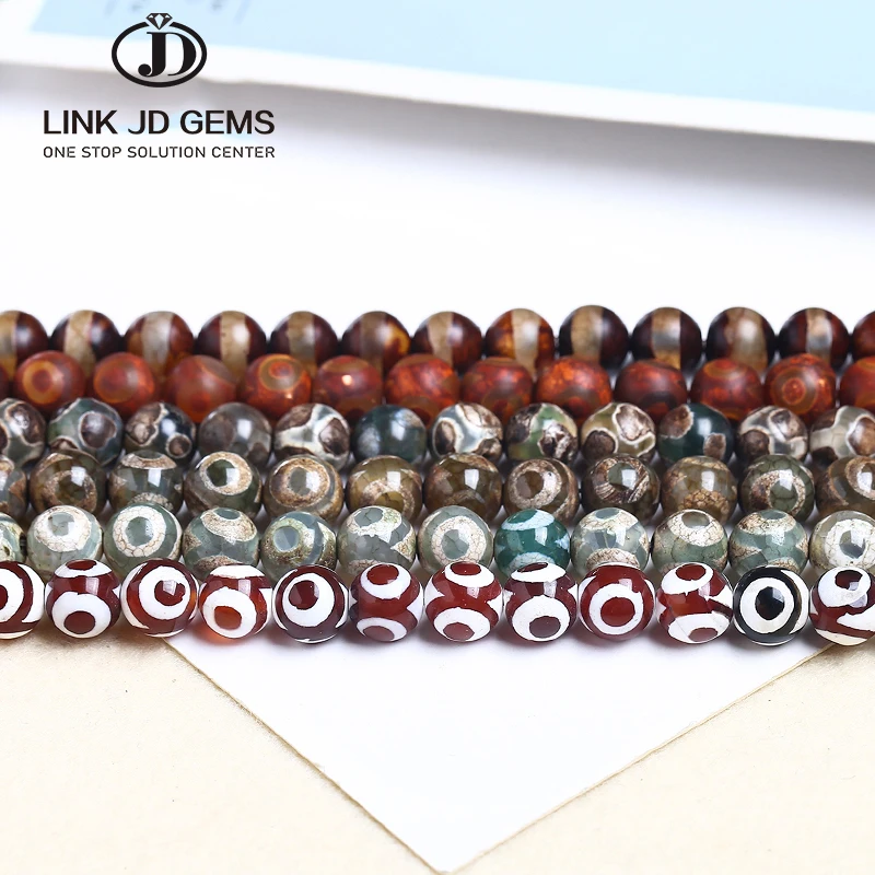 

Wholesale China Tibetan Dzi Eyes beads Natural White Agate Stone 8MM Round Loose Beads for jewelry making bracelet DIY Accessory