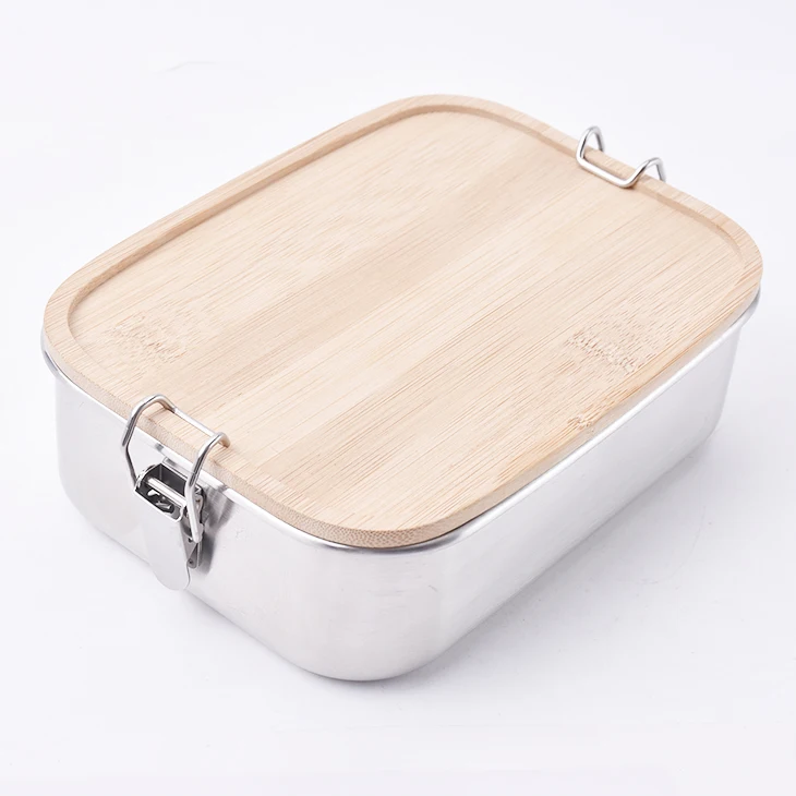 

Amazon Hot Selling Bento Box Bamboo Lid Stainless Steel Bento Adult Lunch Box with Separator Leakproof Bento Box, Stainless steel lunch box