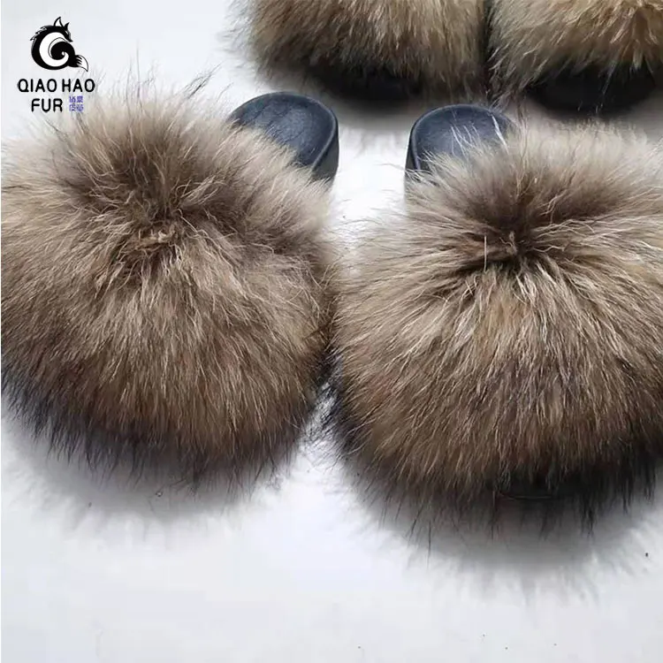 

Wide varieties Quality and quantity assured fur slippers 2021 fox raccoon fur slipper real racoon fur slippers