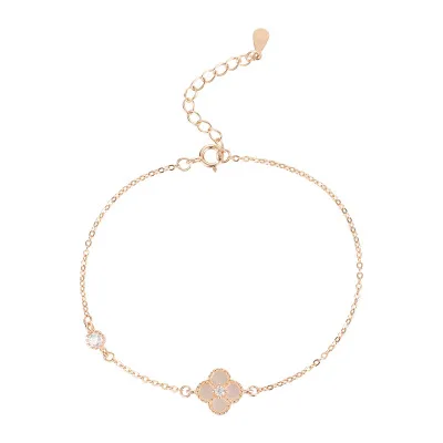 

Lucky Clovers Charm Bracelet White Color Sterling Silver Bracelet Jewelry