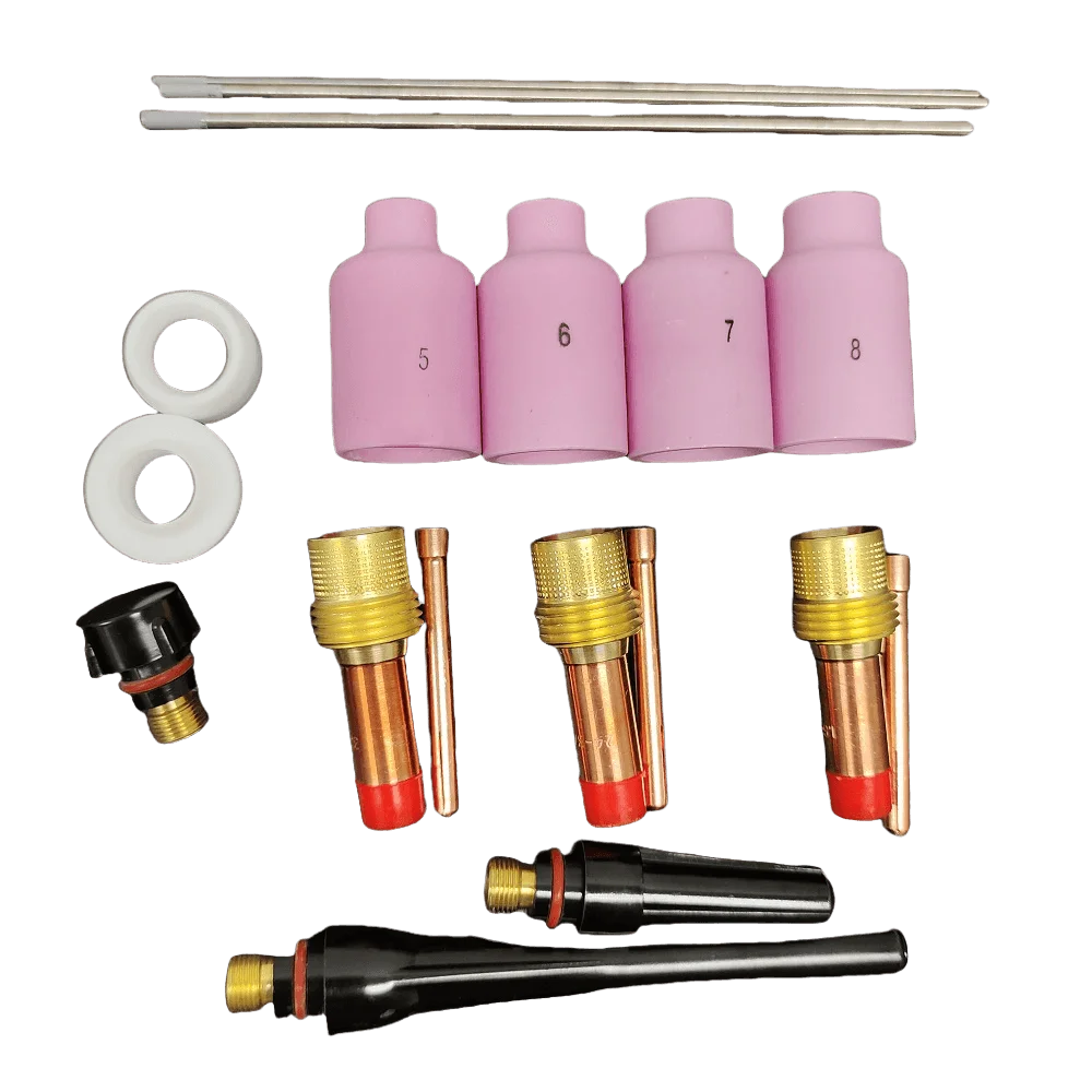 Alumina Nozzle Collet Body Electrode Insulator TIG Welding Torch Consumables Kit for WP-17/18/26 54N 18pcs